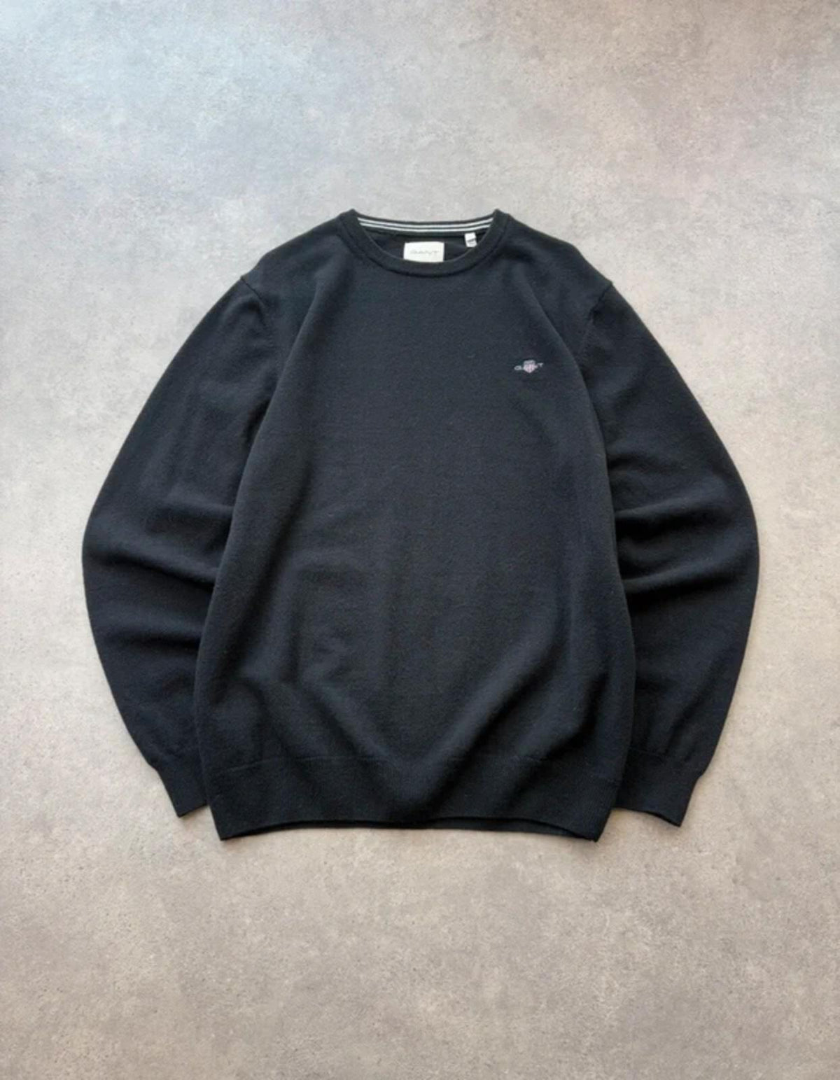 Gant Pullover Jumper Men’s XL Black Lambswool Knitted Casual Smart