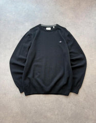 Gant Pullover Jumper Men’s XL Black Lambswool Knitted Casual Smart