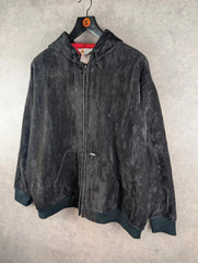 Carhartt Jacket Mens XXL 2XL Vintage 80s Black Velour Hoodie Full Zip