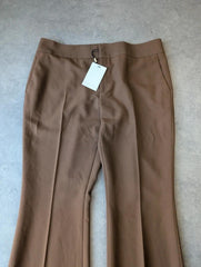 Suitsupply Trousers Women’s 2XL Brown Wool Blend Flared Tailored Wide Leg
