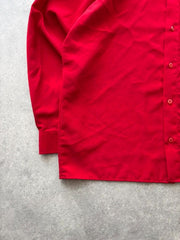 Y2K Oriental Shirt Men’s XL Red Long Sleeve Button Up Japanese Dragon