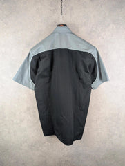 Team Wear Shirt Mens M Medium Grey Y2K Short Sleeve Work Wear