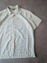Quiksilver Shirt Men’s XL Green Checked Short Sleeve Button Up Y2K Surf Skater