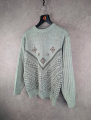 Tootal Jumper Mens L Large Blue Vintage Knitted Pullover