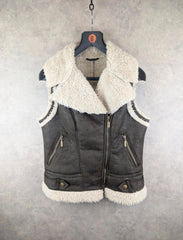 Gilet Womens Small S Brown Y2K Sherpa Fleece