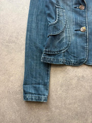 Y2K Jacket Women's Small Blue Western Country Fitted Retro Casual
