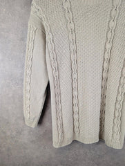 Hand Knitted Jumper Womens M Medium Grey Cotton Pullover