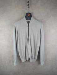 Trussardi Jumper Mens S Small Grey Knitted Full Zip