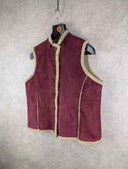 Boden Jacket Womens Large L Burgundy Gilet Sherpa Body Warmer