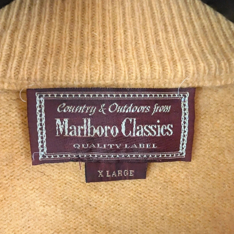 Marlborough Classics Jumper Mens Large L Mustard Knitted Quarter Zip