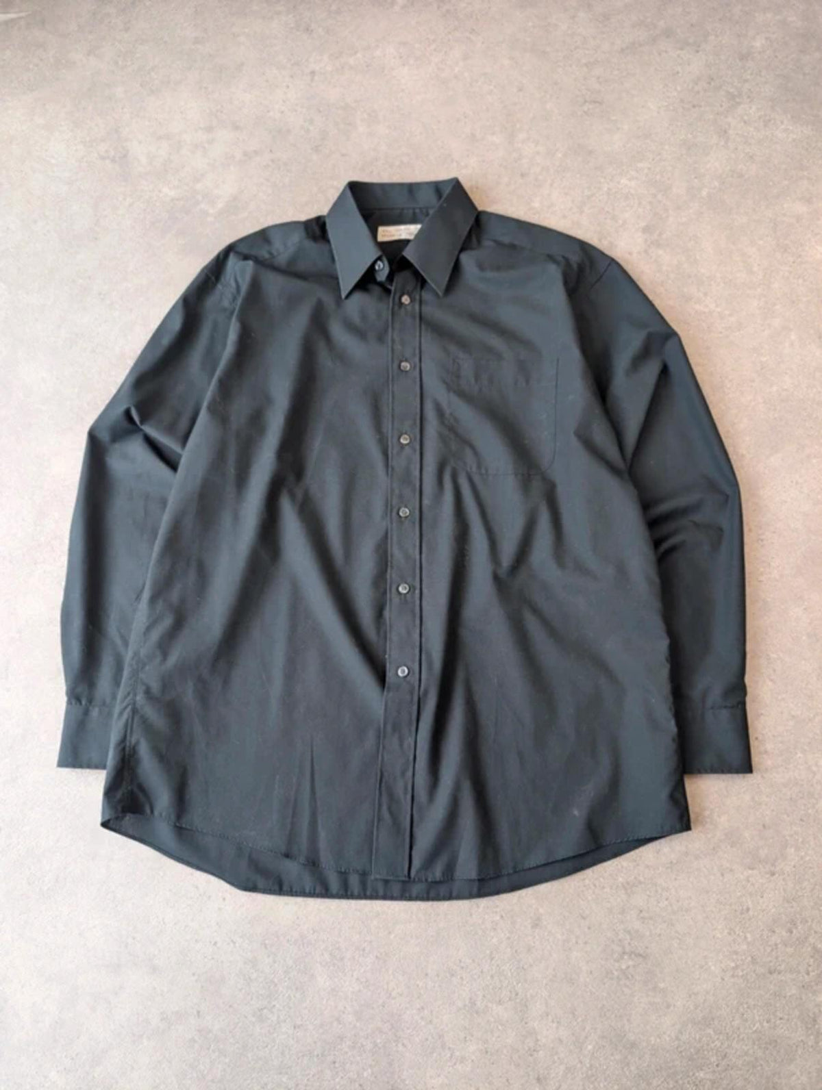 St Michael Shirt Mens Large Vintage 1990s Long Sleeve Button Up Smart Black