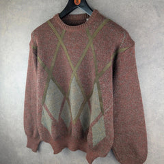 Vintage Jumper Mens Large L Knitted Italian 80s Retro Pullover