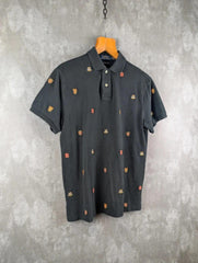 Ralph Lauren Polo Shirt Mens Medium M Black Embroidered Slim Fit Short Sleeve