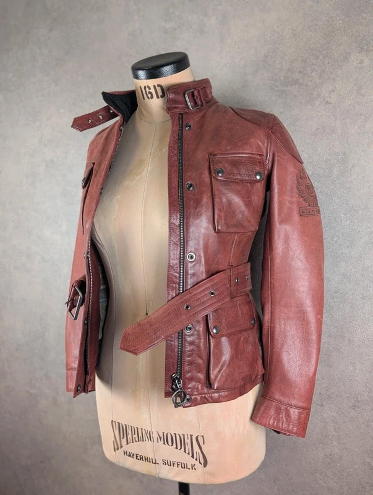 Belstaff Leather Jacket – Women’s Small – Brown – Belted Moto Designer