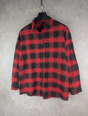 Vintage Flannel Shirt Mens Large L Red Checked