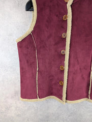 Boden Jacket Womens Large L Burgundy Gilet Sherpa Body Warmer