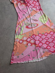 Sonia Fortuna Y2K Dress Women’s Medium Pink Boho Festival Psychedelic
