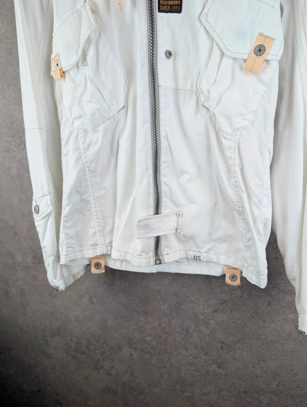 G-Star Jacket Womens Small S White Hooded Full Zip Gorpcore