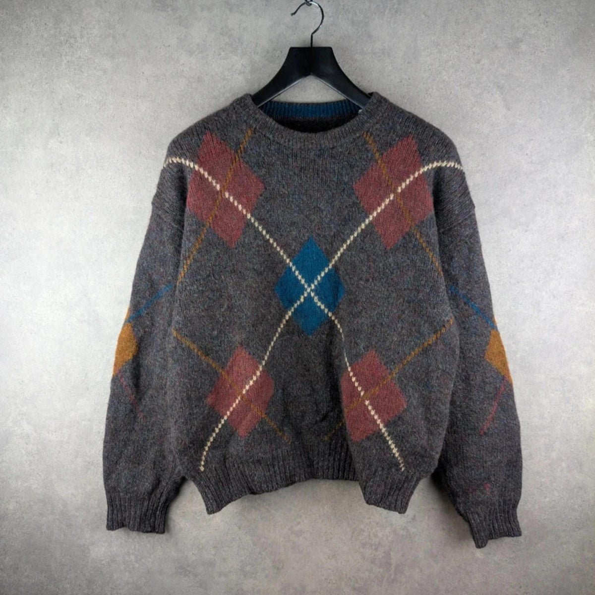 Fog Jumper Mens XL Extra Large Vintage Knitted Brown Retro