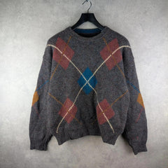 Fog Jumper Mens XL Extra Large Vintage Knitted Brown Retro