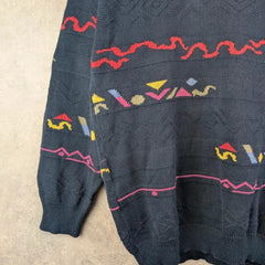 Moda Massimo Jumper Mens Large L Navy Knitted Vintage Cotton Italy