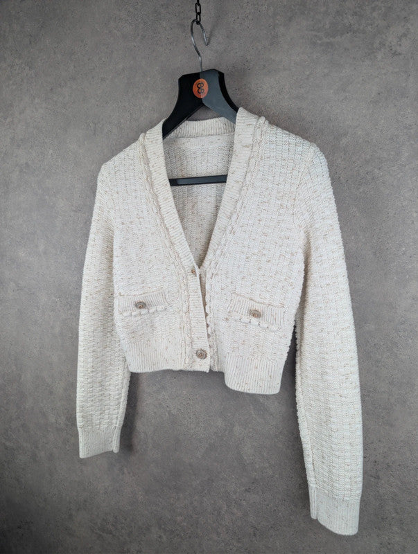 Unbranded Cardigan Womens Small S Cream Cotton