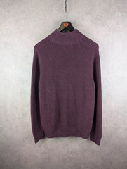 L.L.Bean Jumper Mens Large Regular Burgundy Knitted Quarter Zip Pullover New