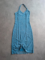 Vintage 1970s Dress Women's XS Blue Lurex Sparkly Party Disco