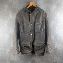 Vintage Belstaff Motorcycle Jacket Brown Leather Mens Large