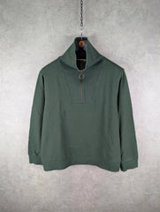 Seasalt Cornwall Jumper Womens Size 24 Green Pullover Quarter Zip Organic Cotton