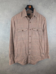 Orvis Shirt Mens Small S Brown Flannel Button Up Long Sleeve