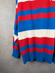 Fila Jumper Mens 2XL XXL Blue/Red Knitted Pullover Stripped Cotton