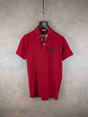 Abercrombie & Fitch Polo Shirt Mens Small S Red Y2K Short Sleeve