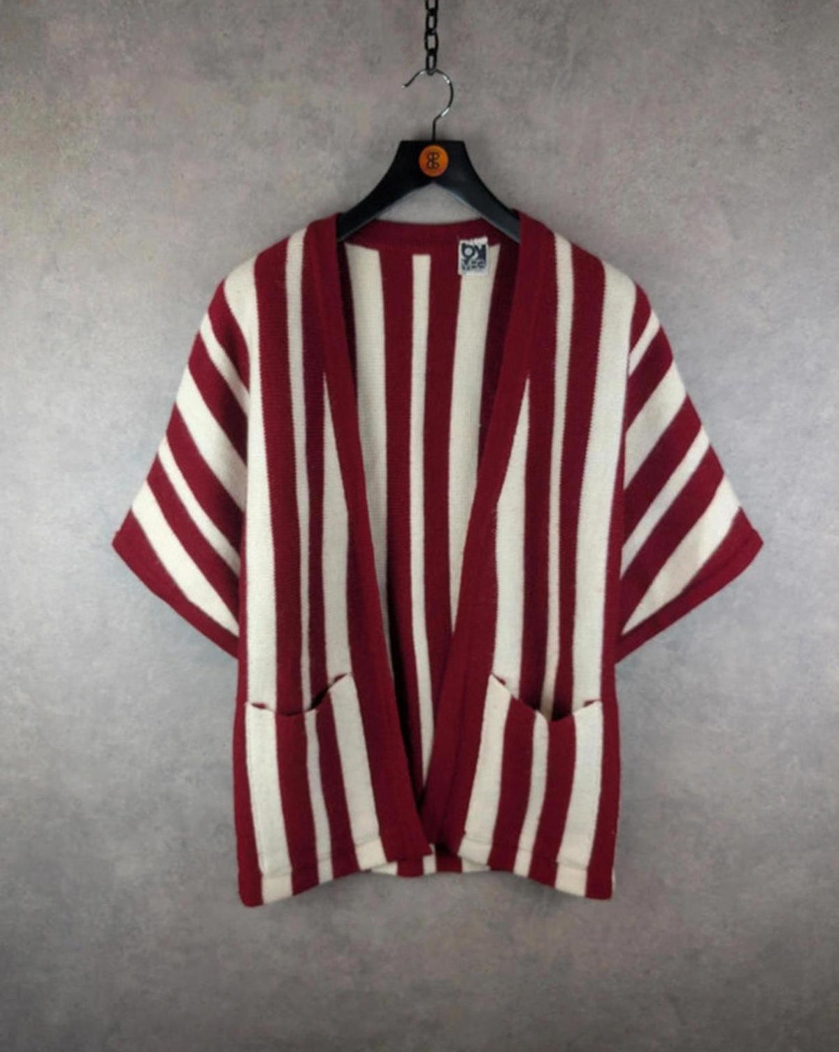 By Meg Jumper Womens Large L Red Cardigan Wool Vintage Italy Stripped