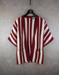 By Meg Jumper Womens Large L Red Cardigan Wool Vintage Italy Stripped