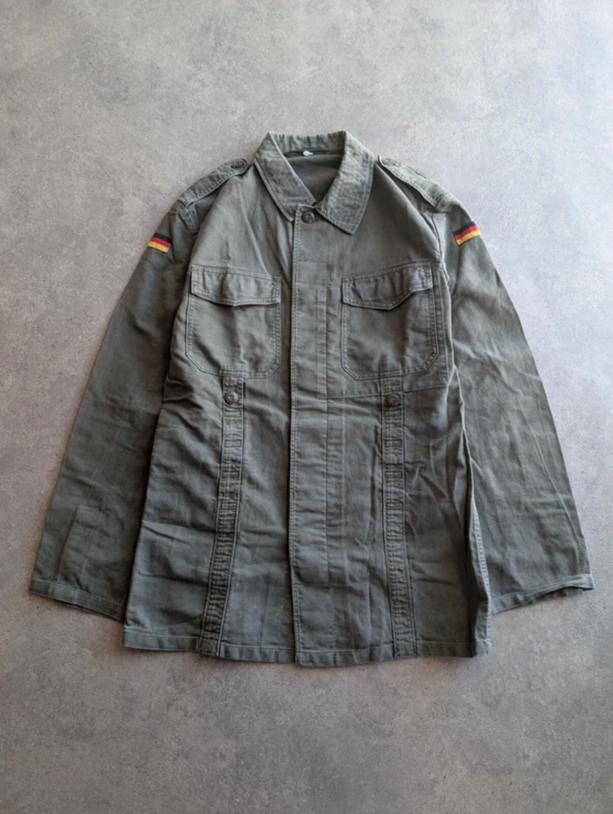 Vintage German Military Overshirt Men's Medium Green Heavy Cotton Utility