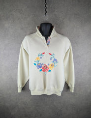 Vintage Jumper Womens Extra Large XL Floral Embroidered Pullover