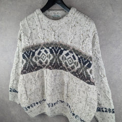 St, Bernard Jumper Mens Large L Knitted Vintage Retro Geometric