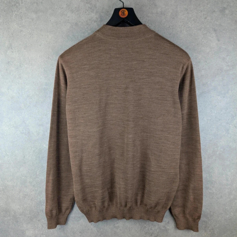 Maerz Jumper Mens Large L Brown Knitted Merino Wool