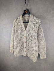 Hand Knitted Cardigan Womens Medium M Beige