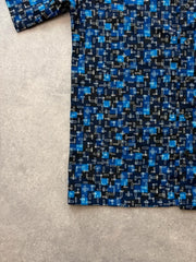 Vintage 1990s Shirt Men’s Large Blue Retro Geometric Short Sleeve Button Up