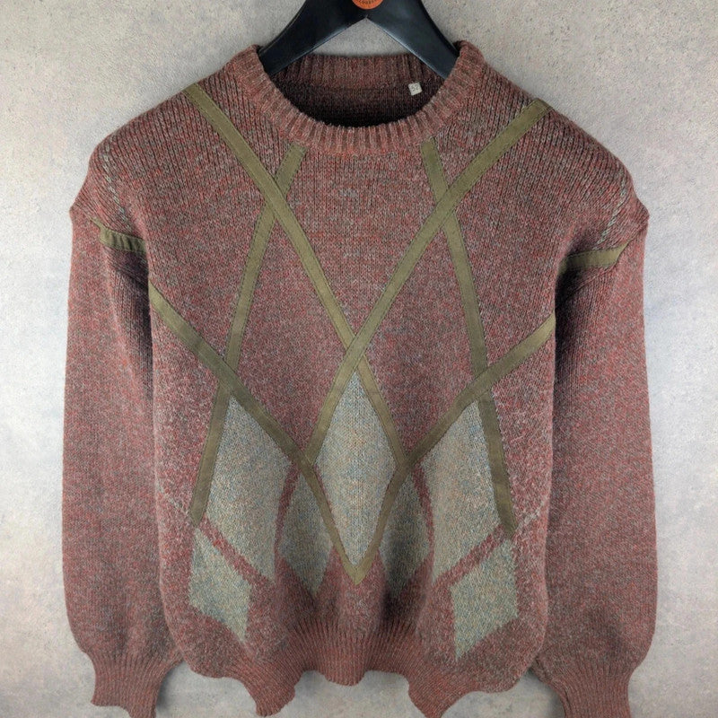 Vintage Jumper Mens Large L Knitted Italian 80s Retro Pullover