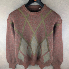 Vintage Jumper Mens Large L Knitted Italian 80s Retro Pullover