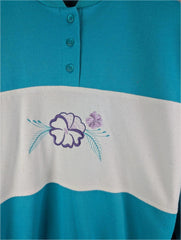 Jitex Jumper Womens Large L Blue Vintage 80s Floral Sweatshirt