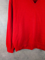 Lacoste Jumper Mens L Large Red Vintage 90s Pullover Wool