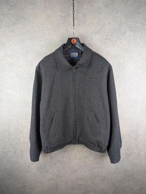 Pendleton Jacket Mens XL Extra Large Grey Vintage 70s Wool Harrington