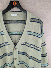Cacharel Jumper Mens XL Extra Large Green Vintage Cardigan Cotton Linen Italy