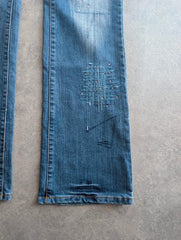 Y2K Flared Jeans Women’s Small Blue Embroidered Denim Low Rise Bootcut