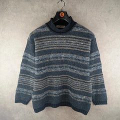 Gio Ferrari Jumper Womens Large L Blue Wool Vintage Knitted Italian