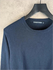WoolOvers Jumper Mens Medium M Navy Cashmere Wool Pullover